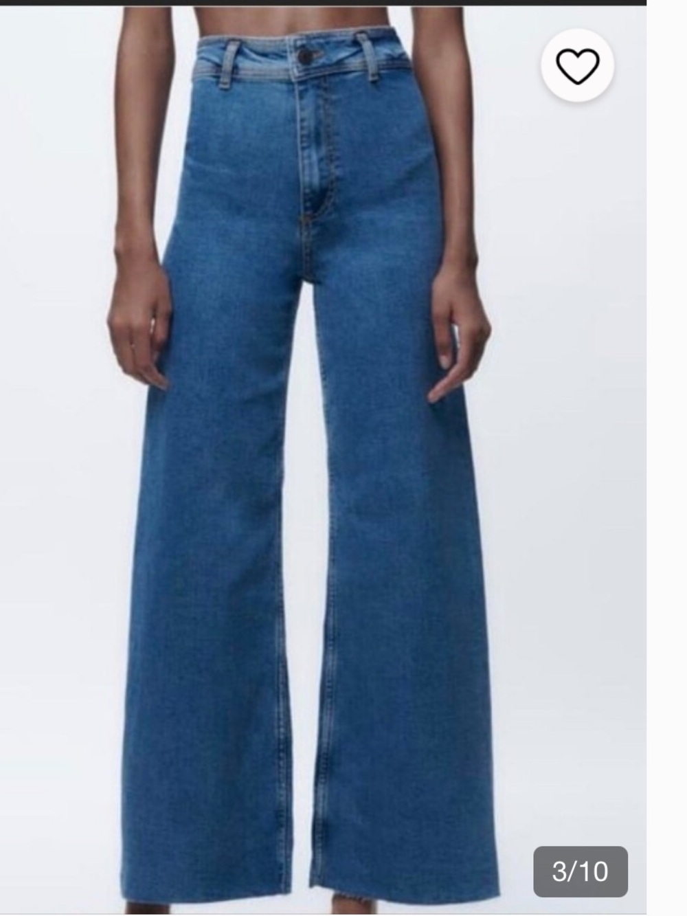 ZARA ultra high rise marine sailor wide leg raw hem jeans